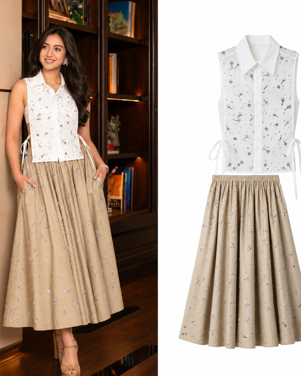 DOREA Ivory Bloom Floral Shirt & Maxi Skirt Co-Ord Set