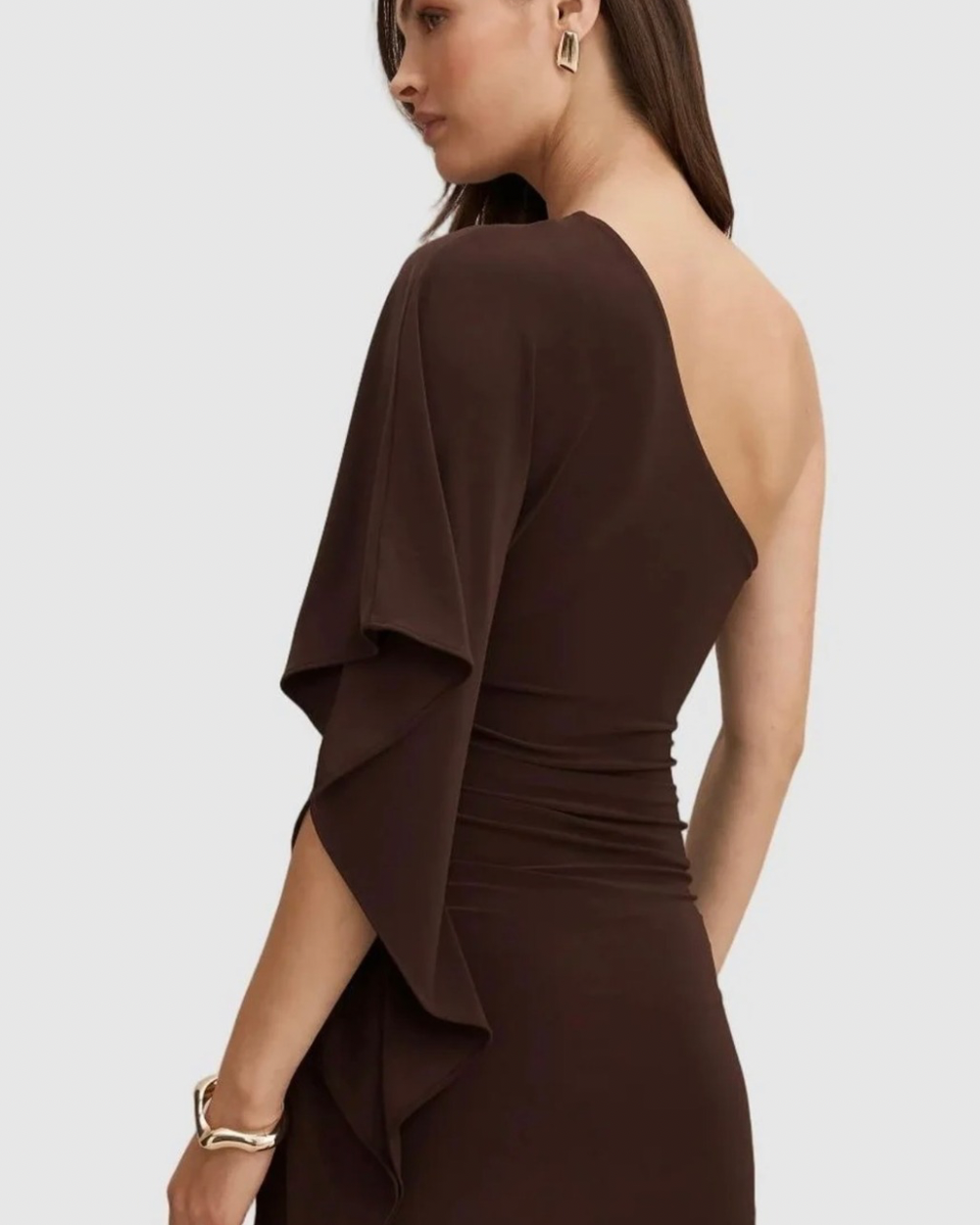 DOREA Noir One-Shoulder Cape Sleeve Bodycon Mini Dress