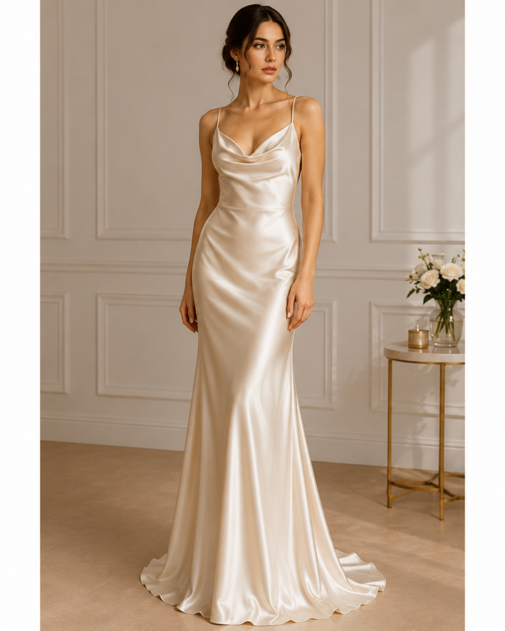 DOREA Pearl Luxe Satin Maxi Dress