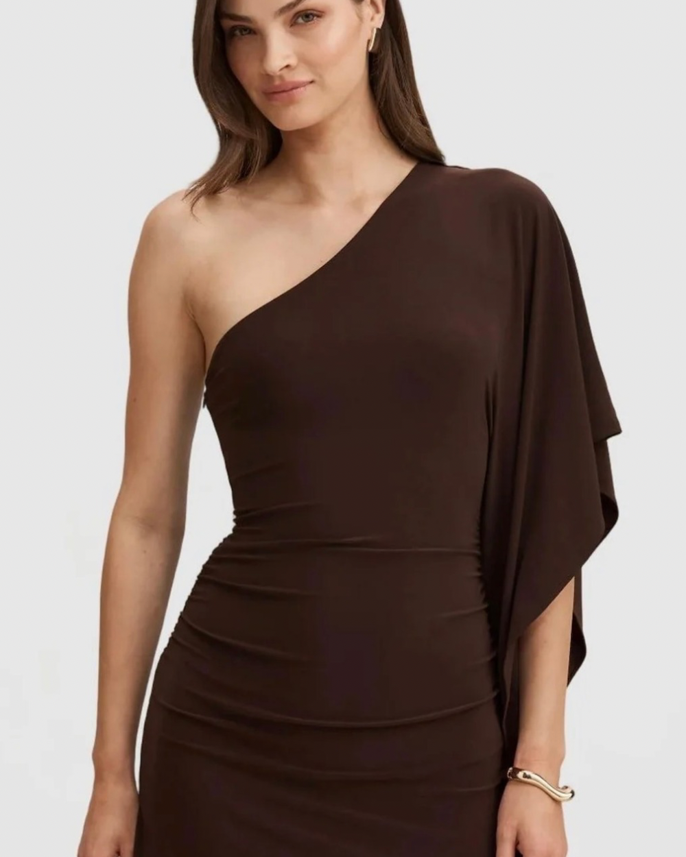 DOREA Noir One-Shoulder Cape Sleeve Bodycon Mini Dress