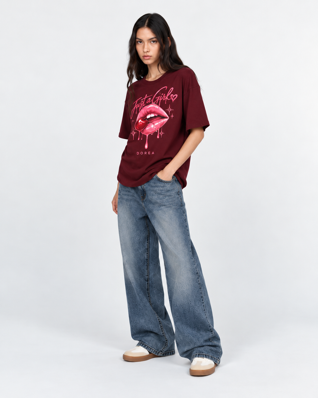 DOREA Just a Girl Oversized T-Shirt