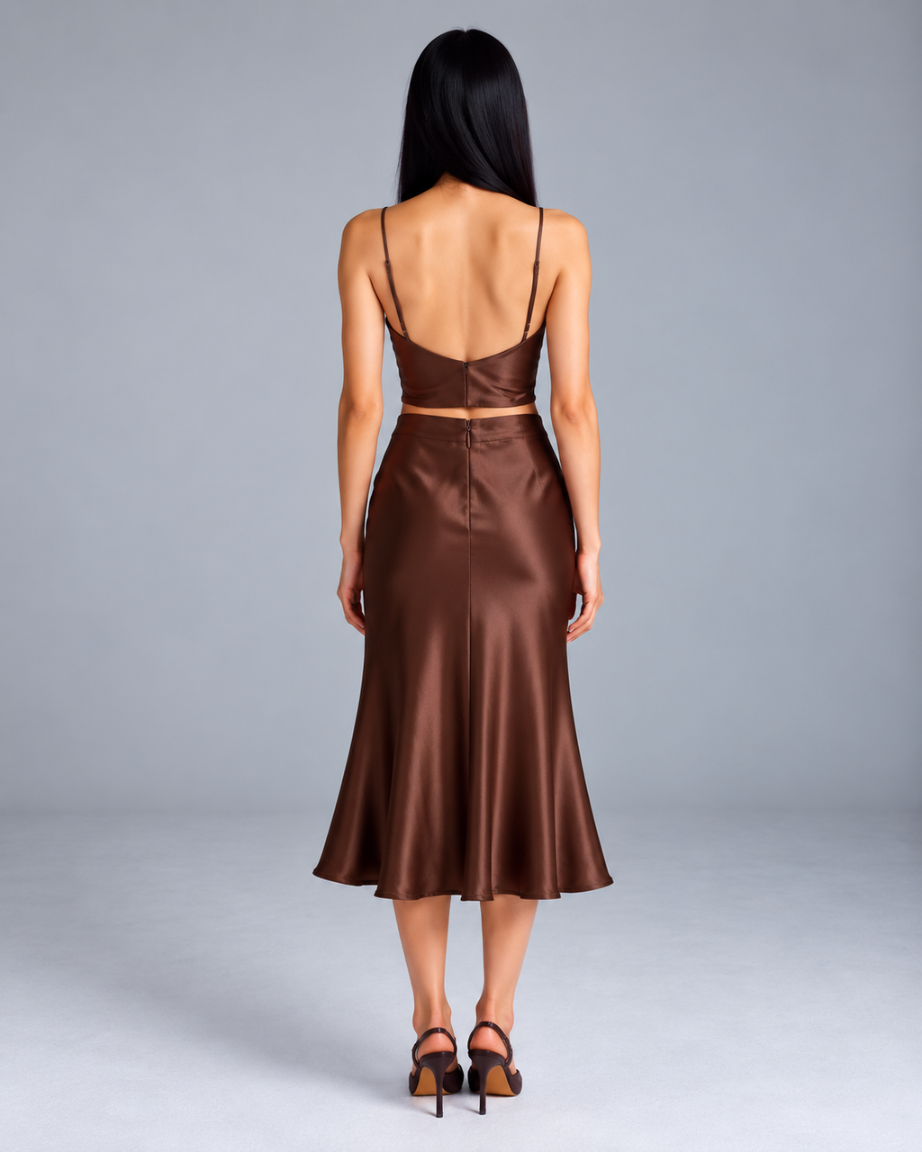 DOREA Selene Luxe Satin Midi Skirt