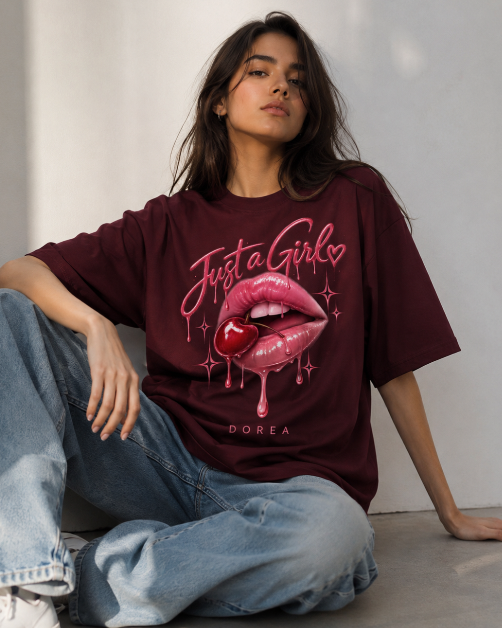 DOREA Just a Girl Oversized T-Shirt