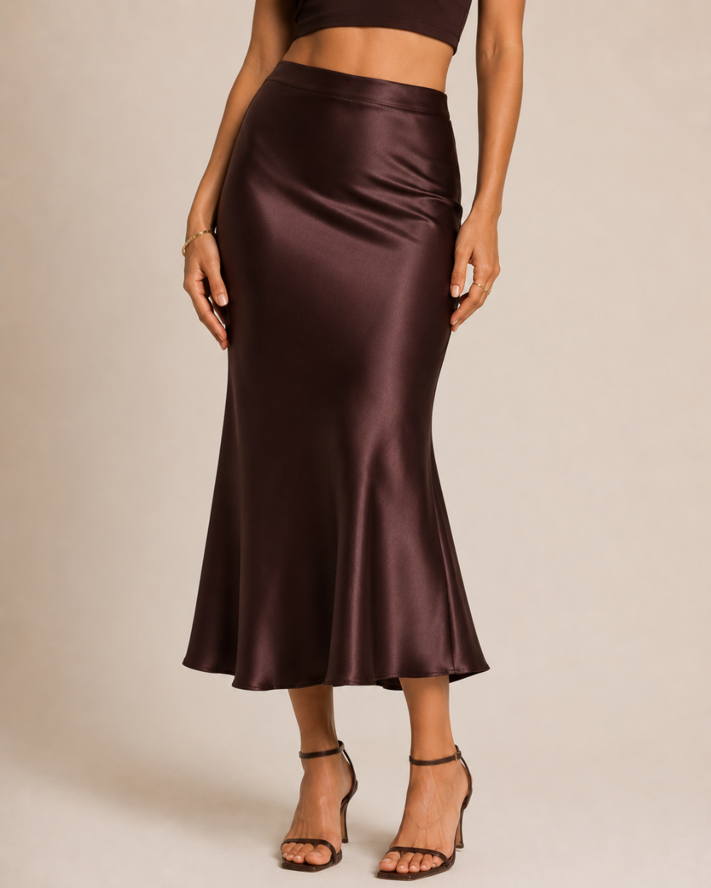 DOREA Selene Luxe Satin Midi Skirt