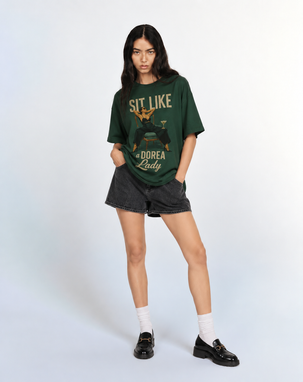 Sit Like a DOREA Lady Oversized T-Shirt