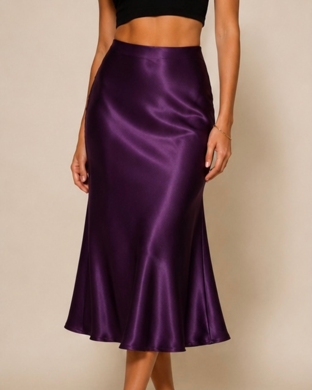 DOREA Selene Luxe Satin Midi Skirt