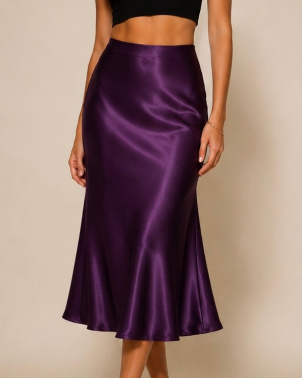 Selene Satin Midi Skirt