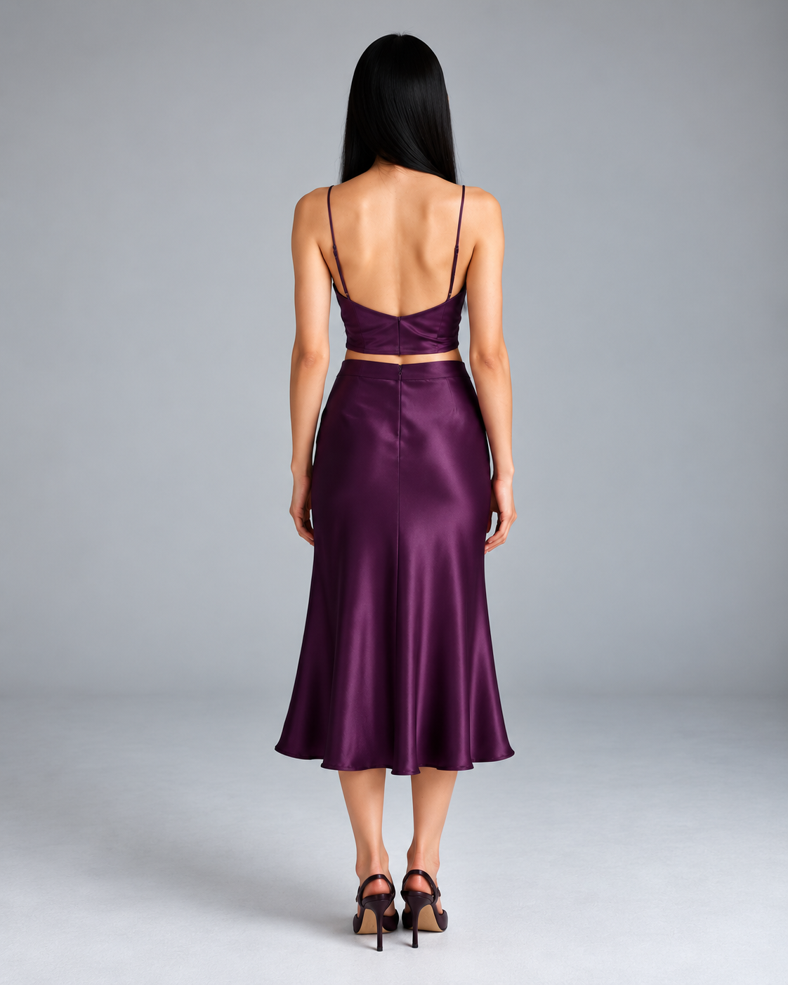 DOREA Selene Luxe Satin Midi Skirt